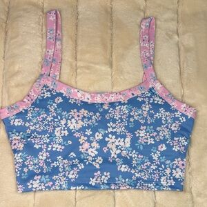 AS Revival - Altard State -Blue & Pink Floral Workout Crop Top Size Small